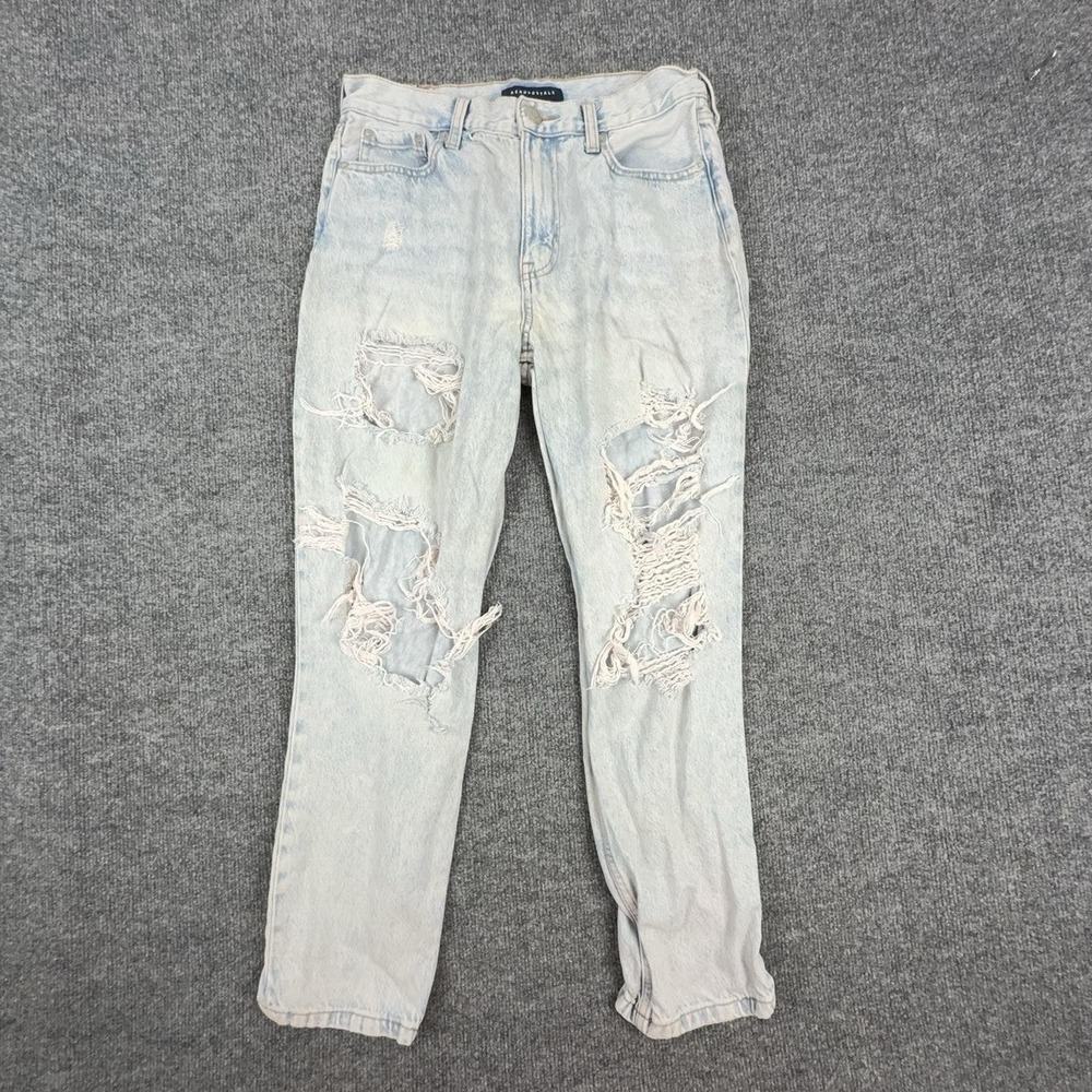 Aéropostale Mom Jeans Womens 8 Light Wash Blue High Rise Distressed Denim